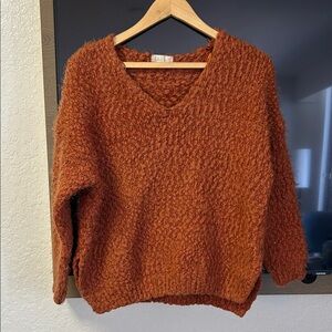 Altar'd State Cozy Rust V-Neck Sweater